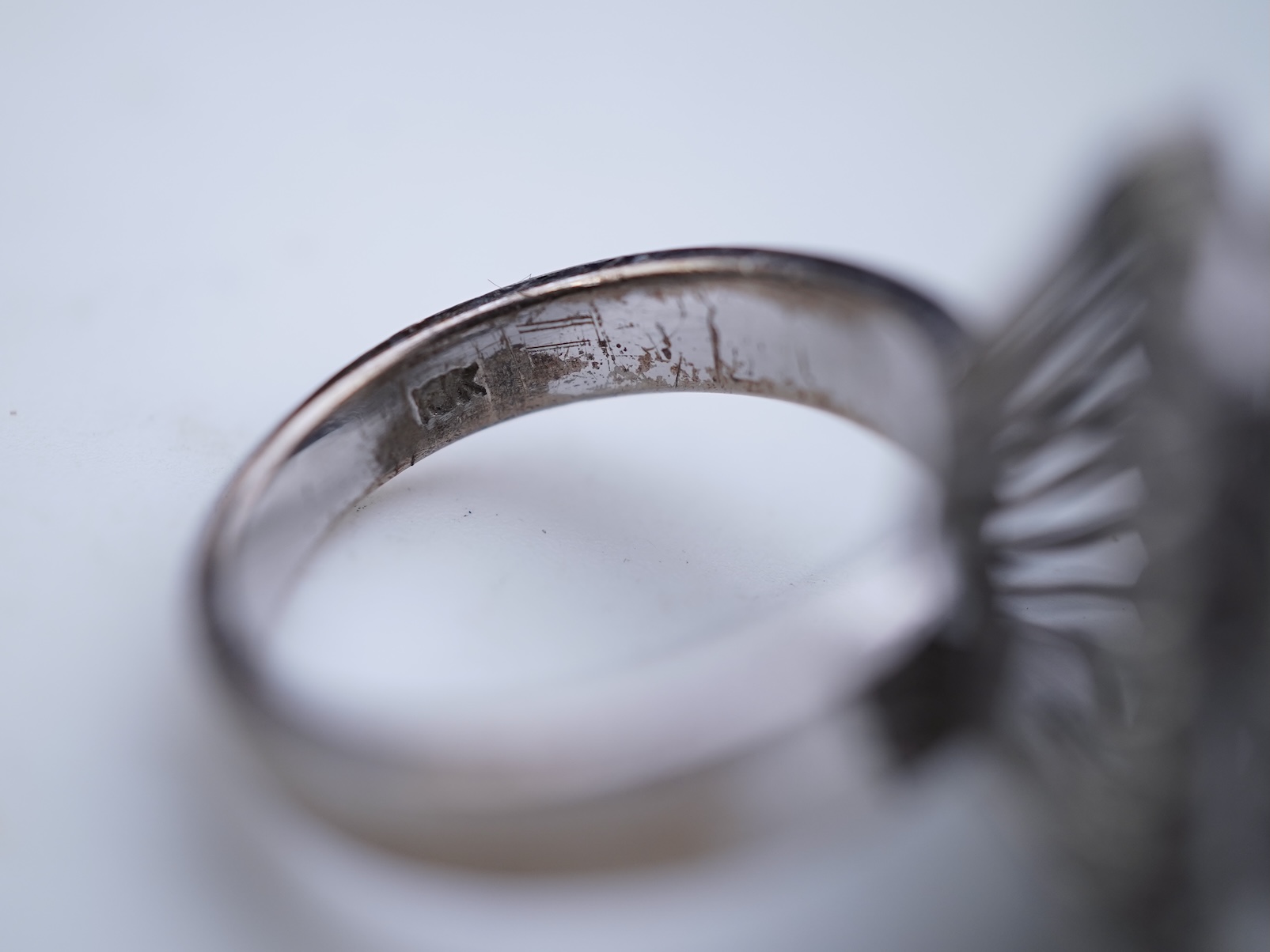 A jadeite and diamond ring